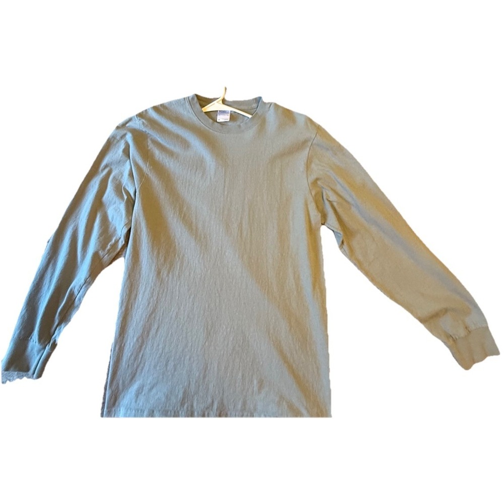 Port & Company ‎ Long Sleeve T-Shirt Cotton Blue  Blank Tee Men's Medium